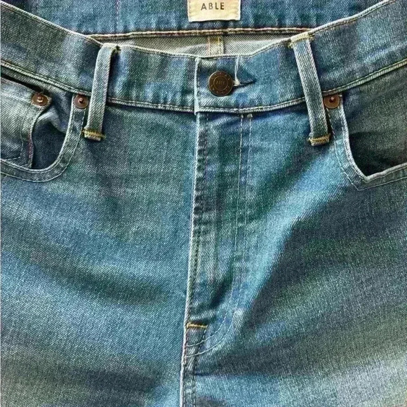 Able The Classic High Rise Jeans Straight Leg Denim Light Wash Blue Size 6 - Picture 3 of 8